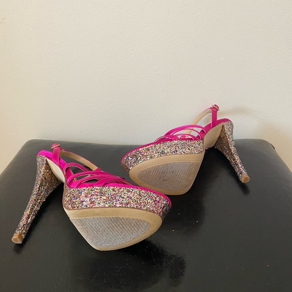 Nine West Warm Candy Pink Sparkle Heel Sandal - Size 7M - Picture 4 of 4